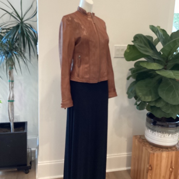 NEW BLACK RIVET CAMEL BROWN BIKER LEATHER JACKET SIZE S - Picture 7 of 16